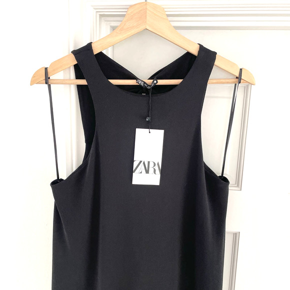 ZARA DRAPED BACK MAXI DRESS BLACK M - Picture 8 of 15